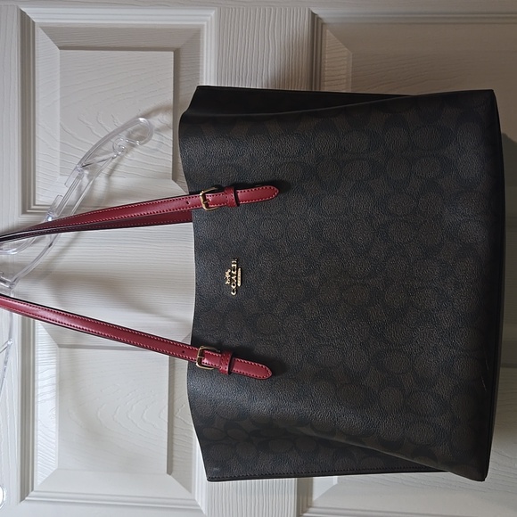 Coach Handbags - Coach Mollie Tote In Signature Canvas Shoulder Bag Red /Gold/Brown/Black 1665